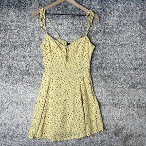 Blue Life Dress Womens Small Floral Smocked‎ Mini Tie Strap Boho Summer Festival